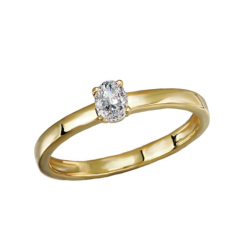 Luxora 14K Yellow Gold Oval Diamond Solitaire Ladies Fashion Ring