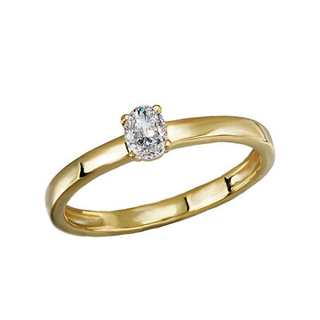 Luxora 14K Yellow Gold Oval Diamond Solitaire Ladies Fashion Ring
