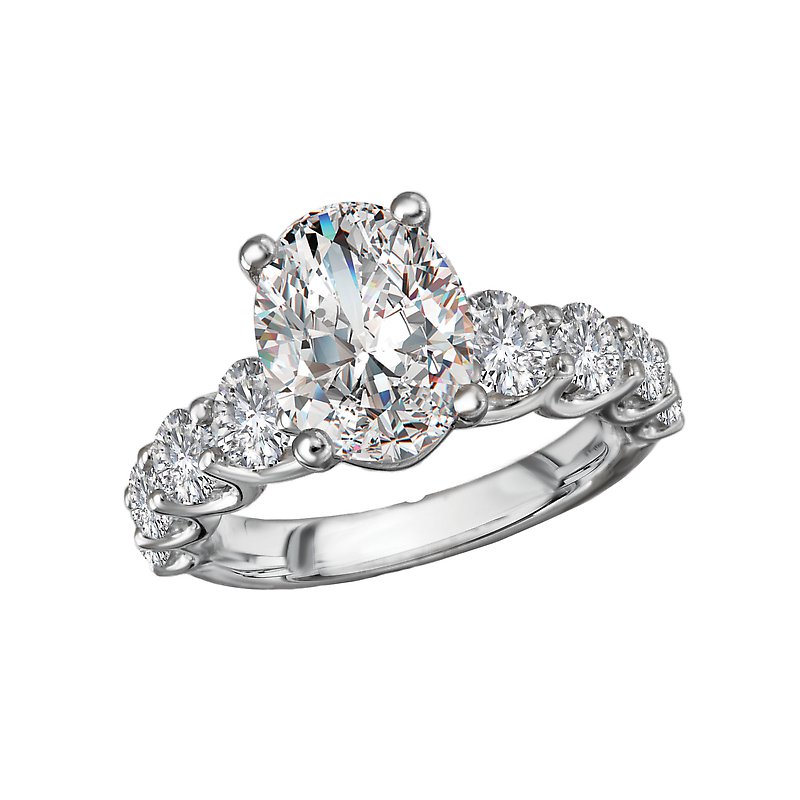 Bandora 14K White Gold Oval Lab Grown Diamond Engagement Ring