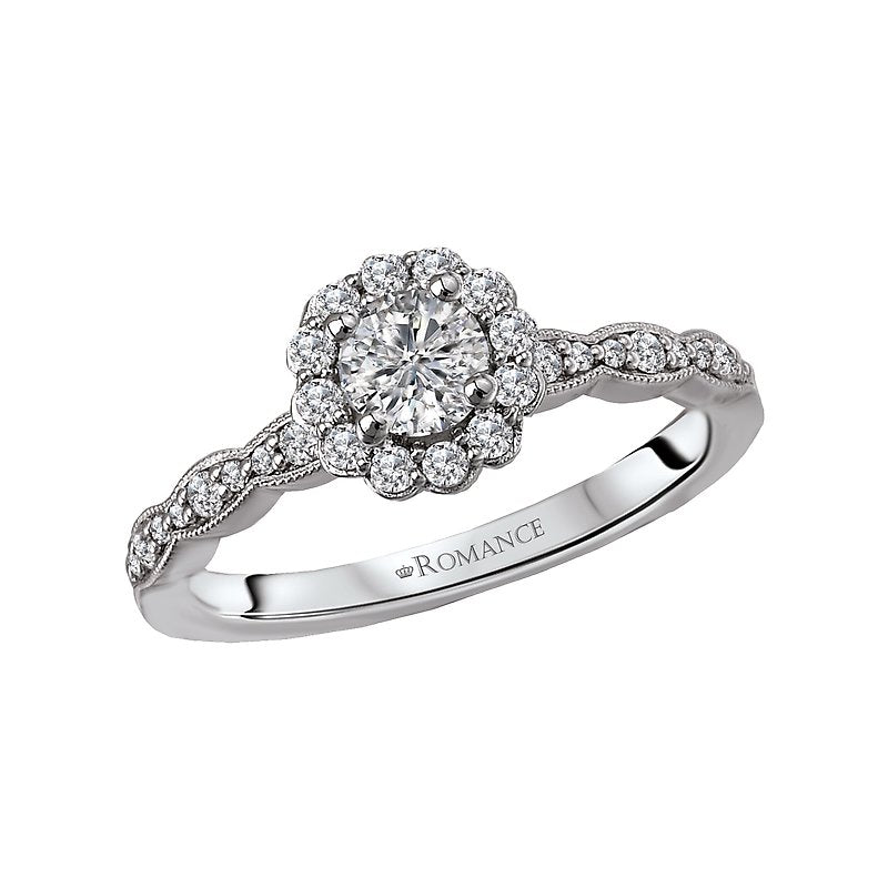 Orbelle Petite Halo Semi-Mount Diamond Engagement Ring in 14K White Gold