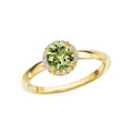 Luxora 14K Yellow Gold Peridot Halo Ring with Diamond Accents
