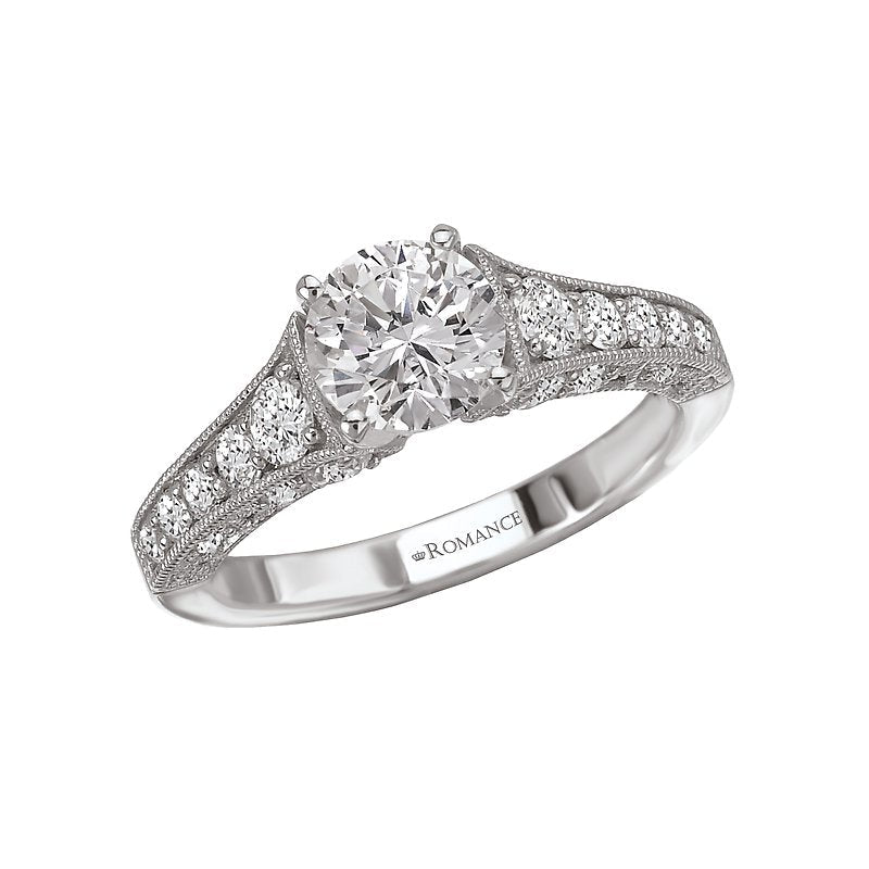 Orbelle 14K White Gold Graduated Diamond Engagement Semi-Mount Ring