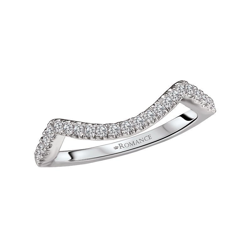 Orbelle 14K White Gold Curved Wedding Band with Round Diamond Accents