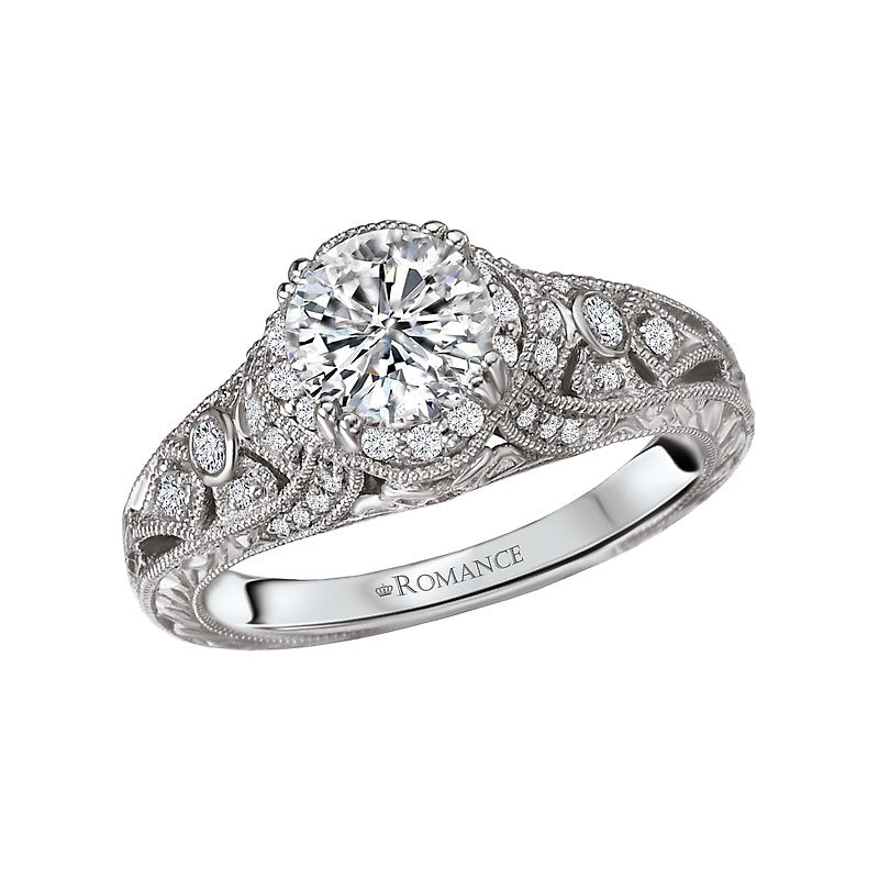 Vintage 14K White Gold Diamond Semi-Mount Engagement Ring