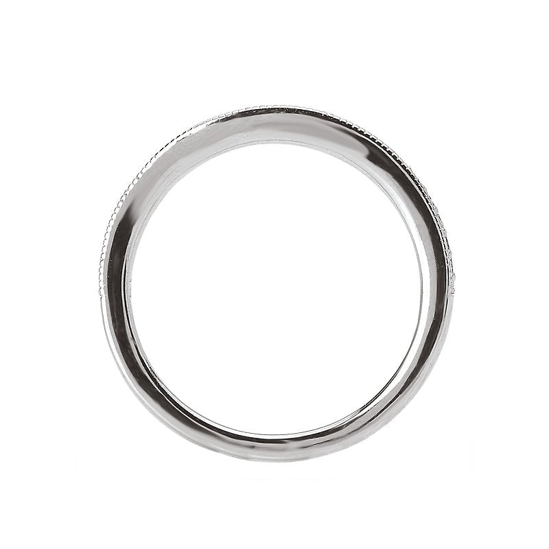 Aurenza Classics 14K White Gold Diamond Milgrain Curved Wedding Band