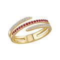 Luxora Classic 14K Yellow Gold Diamond and Ruby Swirl Fashion Ring