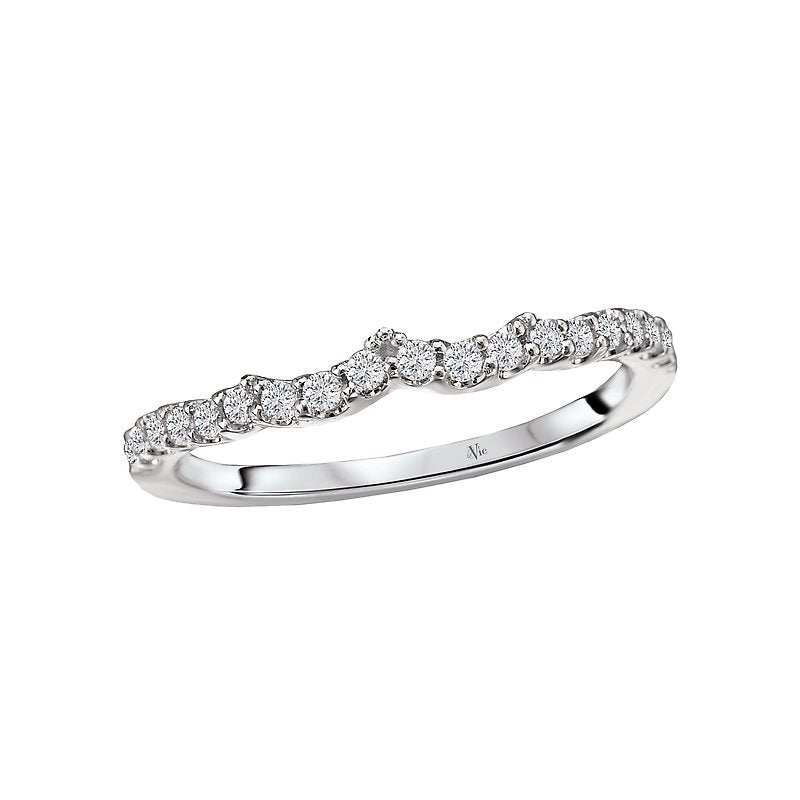 Glemera Curved Matching Wedding Band in 14K White Gold with 1/4 Carat White Diamond