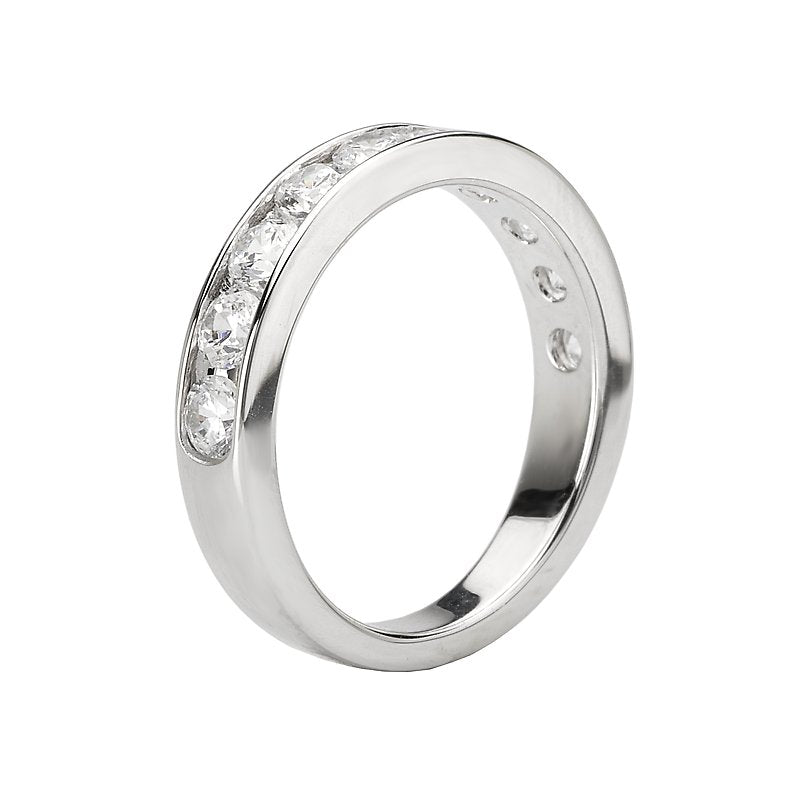 Aurenza Classics 14K White Gold Diamond Wedding Band - Straight Style, Round Cut Stones