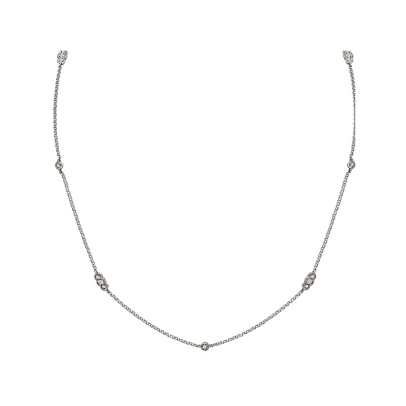 Luxora 14kt White Gold Triple Diamond Necklace - 1/3 Carat Total Weight