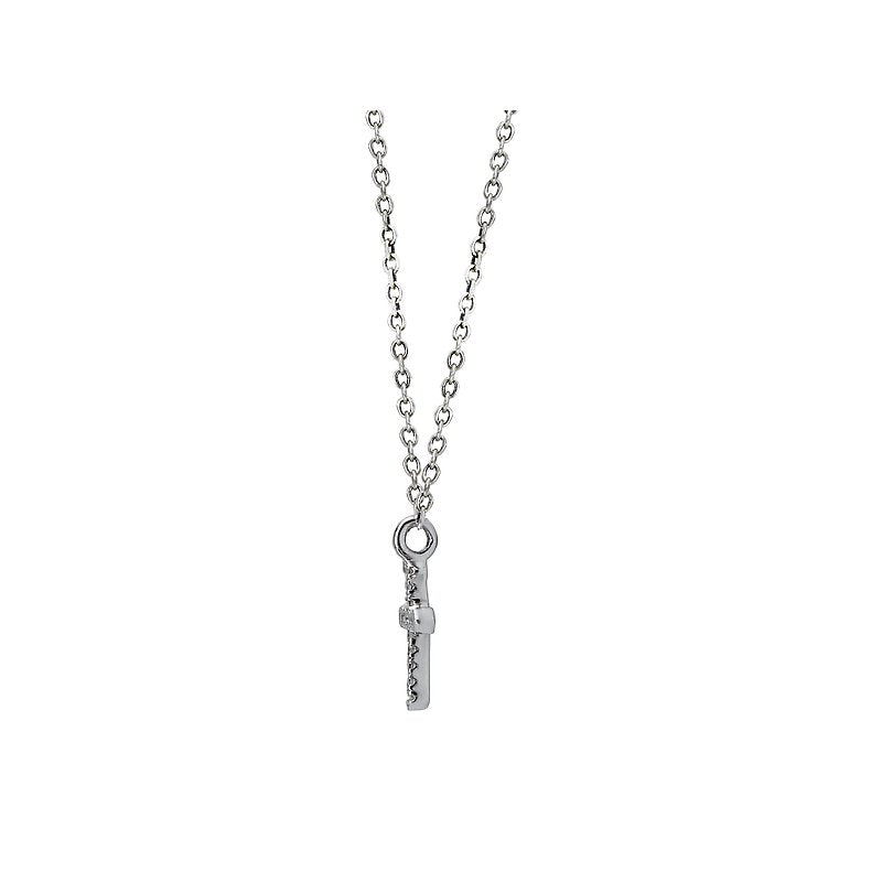 Luxora Diamond Cross Fashion Necklace | 14K White Gold Adjustable Rollo Chain