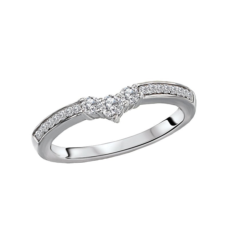 Glemera Diamond Nesting Wedding Band | 14K White Gold Curved Ring with Round White Diamonds