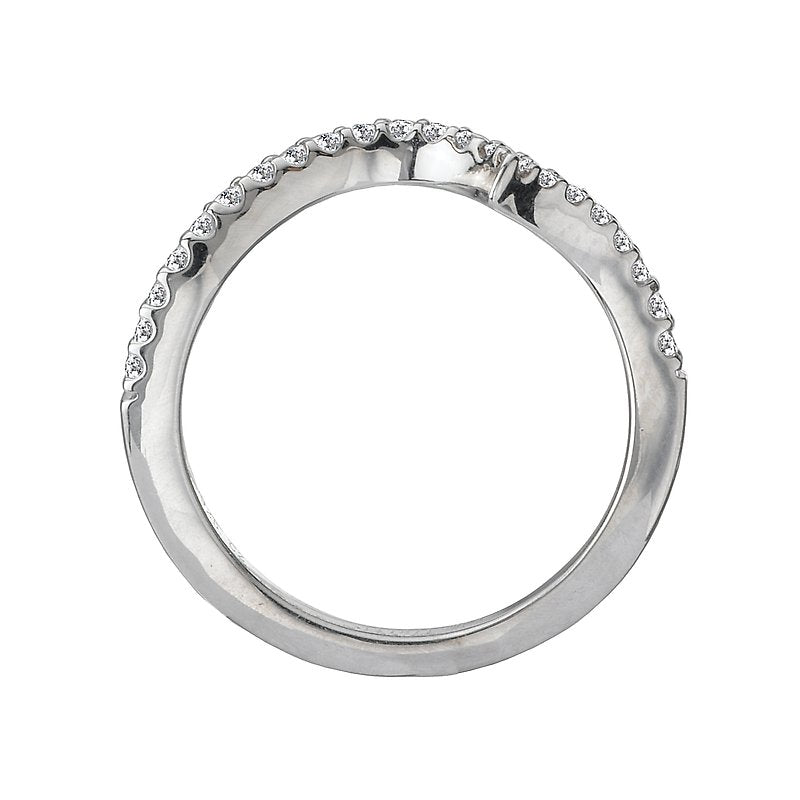 Orbelle Curved Wedding Band in 14K White Gold with 1/6 Carat Diamonds