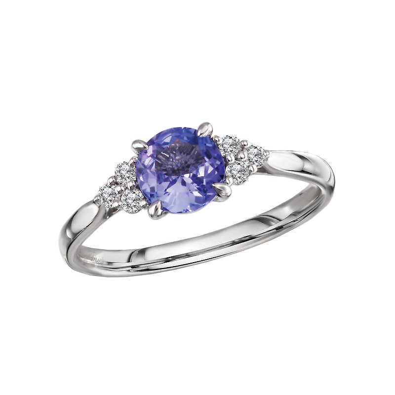 Luxora Diamond and Tanzanite Ring - 14kt White Gold Ladies Fashion Ring