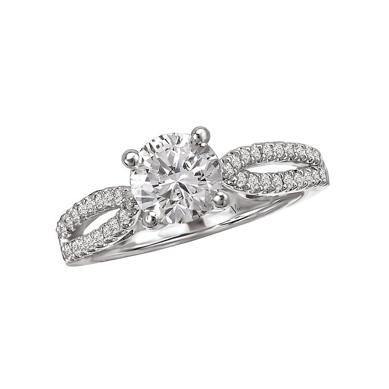 Glemera Bandora Split Shank Diamond Engagement Semi-Mount Ring in 14K White Gold