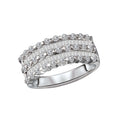 Luxora 14K White Gold Diamond Fashion Ring - Classic Round and Baguette Cut Design