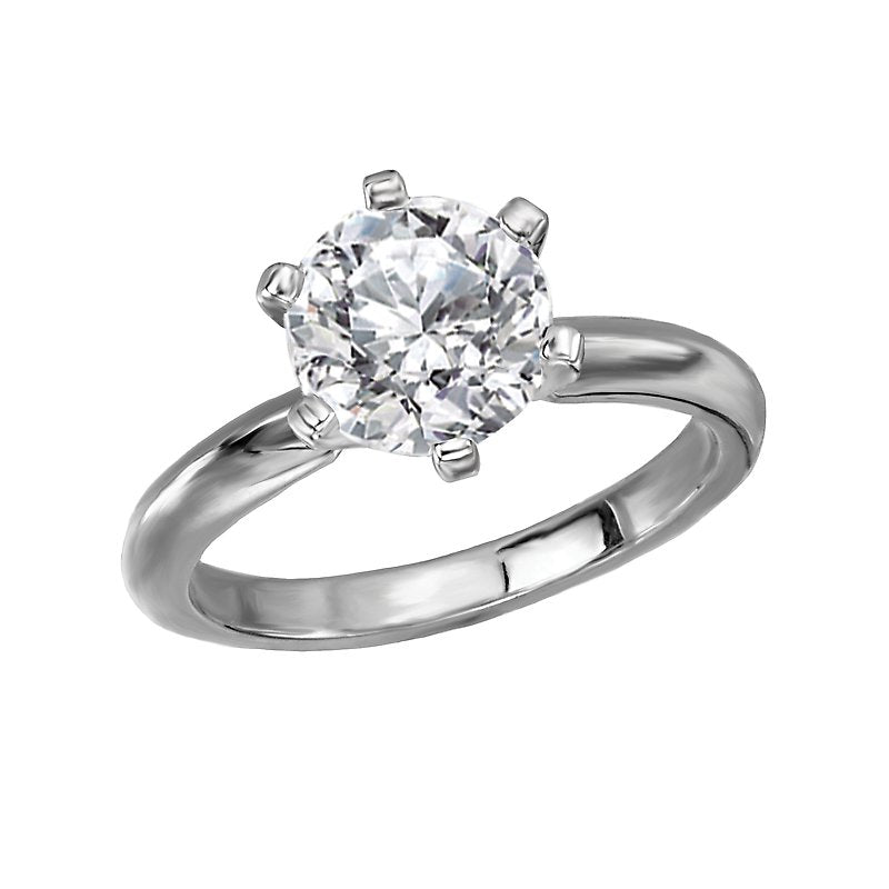 Glemera Solitaire Diamond Ring Semi-Mount 14K White Gold 7.8mm Round