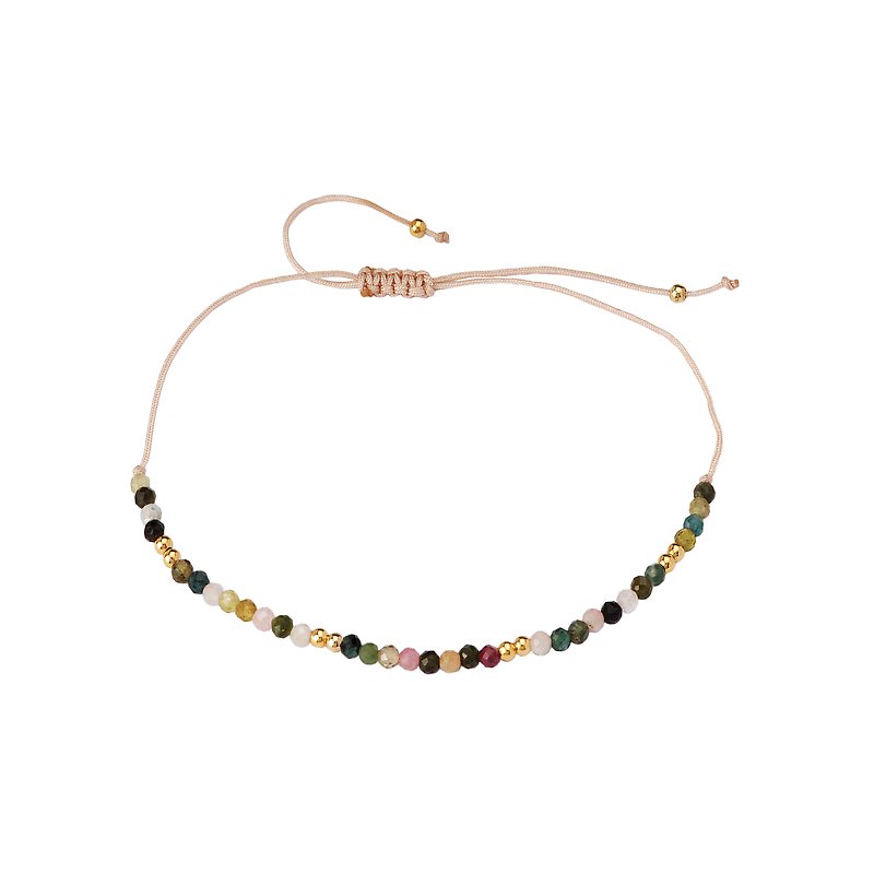 Luxora Italian 14kt Gold Tourmaline Bead Bracelet - Adjustable Cord