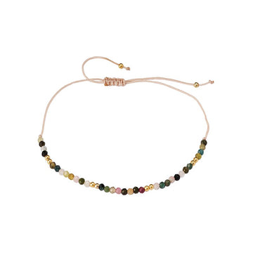 Luxora Italian 14kt Gold Tourmaline Bead Bracelet - Adjustable Cord