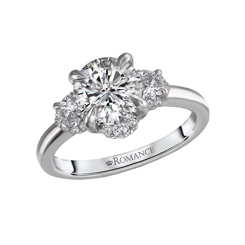 Orbelle 3 Stone Semi-Mount Diamond Ring | 14K White Gold