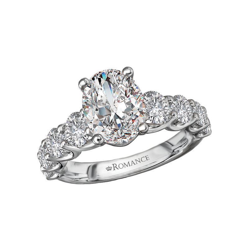 Orbelle Diamond Band Semi-Mount Engagement Ring | Bandora 14K White Gold Oval Cut
