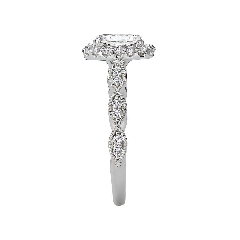 Orbelle Halo Semi Mount Ring in 14K White Gold with Oval Lab Grown Diamond