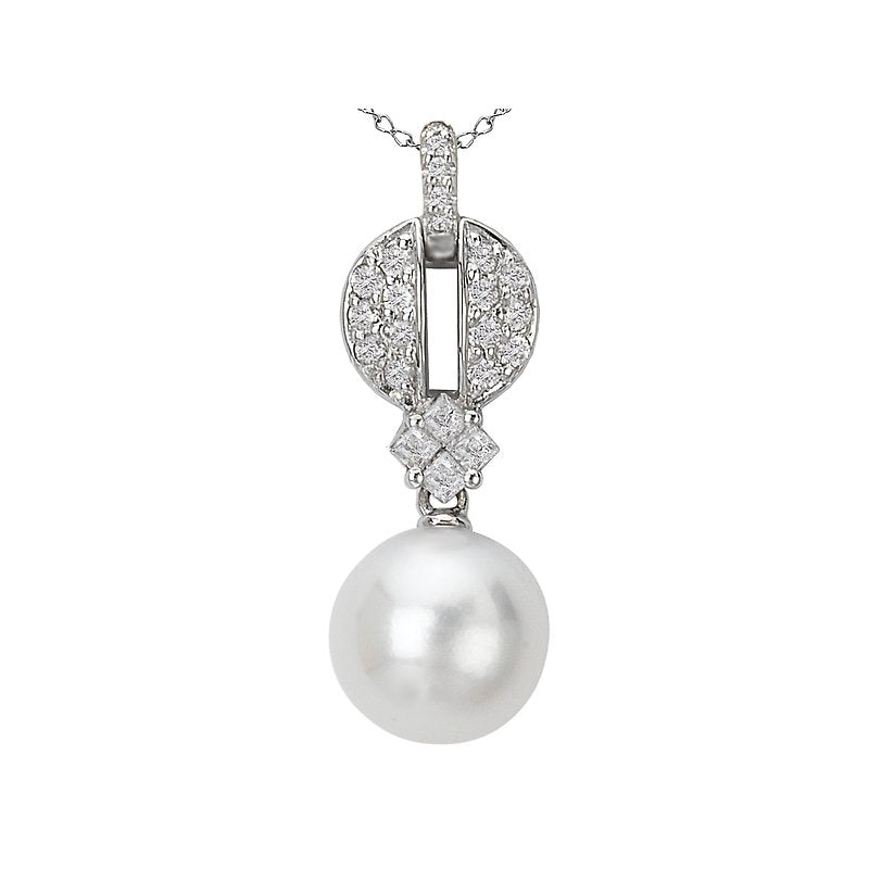 Luxora 14K White Gold Diamond and South Sea Pearl Pendant
