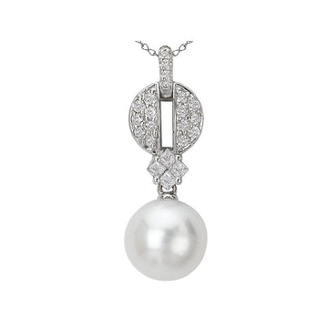 Luxora 14K White Gold Diamond and South Sea Pearl Pendant