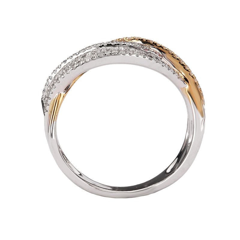 Luxora Two-tone Gold Diamond Twist Ring - Classic Ladies Fashion Ring