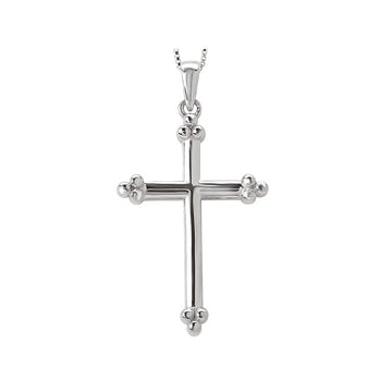 Luxora White Gold Cross Pendant with Beaded Detail - Religious Jewelry