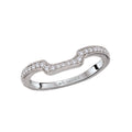 Orbelle 14K White Gold Curved Wedding Band with Round Diamonds and Milgrain Detail