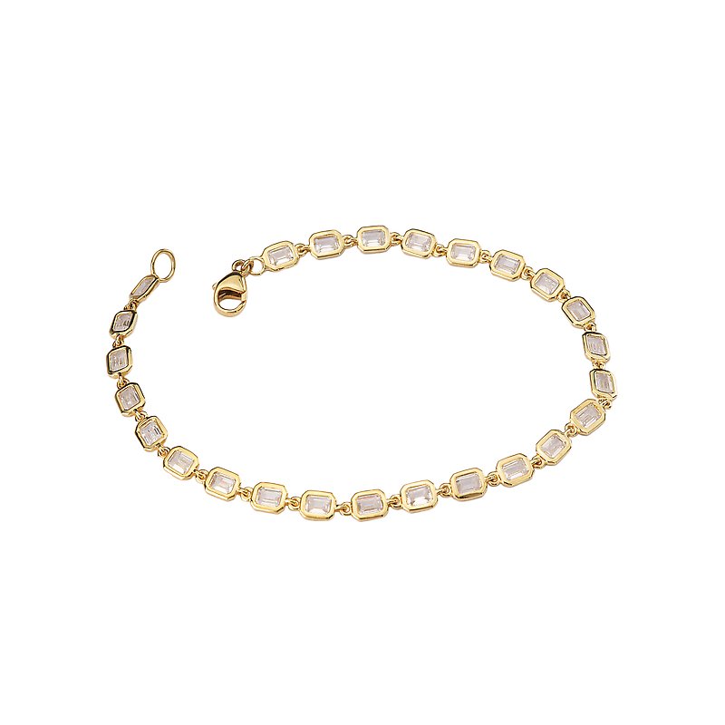 Luxora 14K Yellow Gold Lab Grown Diamond Emerald Cut Fashion Bracelet