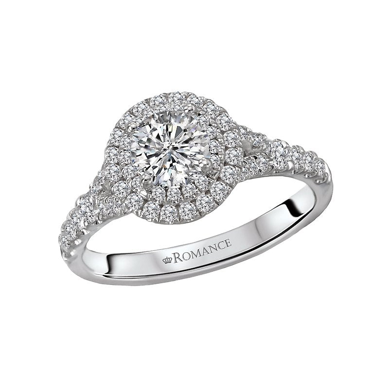 Orbelle Petite Halo Diamond Engagement Ring in 14K White Gold with 3/4ct Round Center Diamond