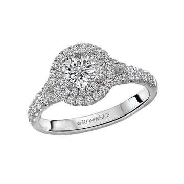 Orbelle Petite Halo Diamond Engagement Ring in 14K White Gold with 3/4ct Round Center Diamond