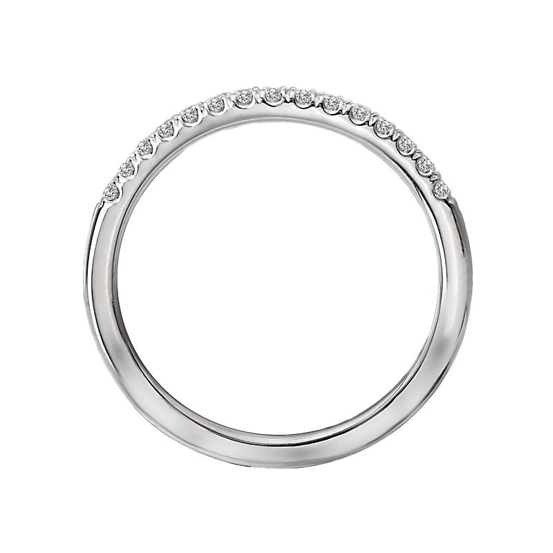 Orbelle 14K White Gold Curved Wedding Band with Sparkling Round Diamonds