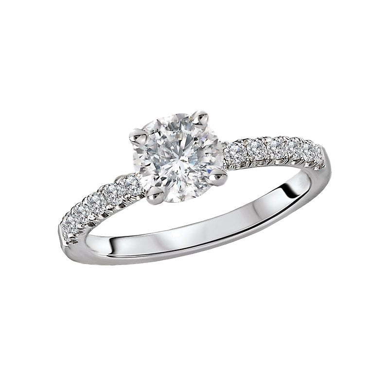 Glemera 14K White Gold Diamond Engagement Ring - Bandora Round Cut 1-1/4 Carat Total Weight