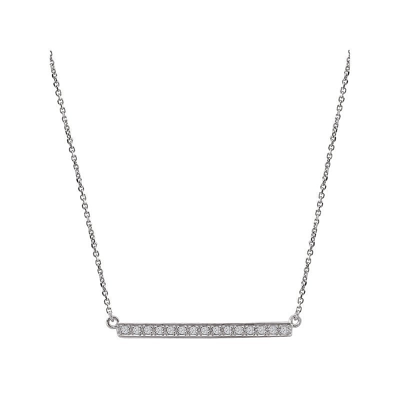 Luxora Ladies Diamond Bar Necklace in 14K White Gold