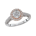 Orbelle Two Tone Diamond Halo Semi-Mount Ring in 14kt White and Rose Gold