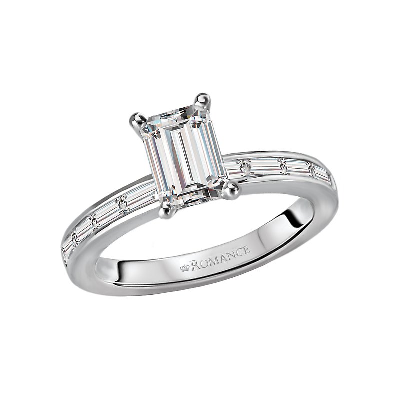 Bandora 14K White Gold Baguette Diamond Semi-Mount Engagement Ring