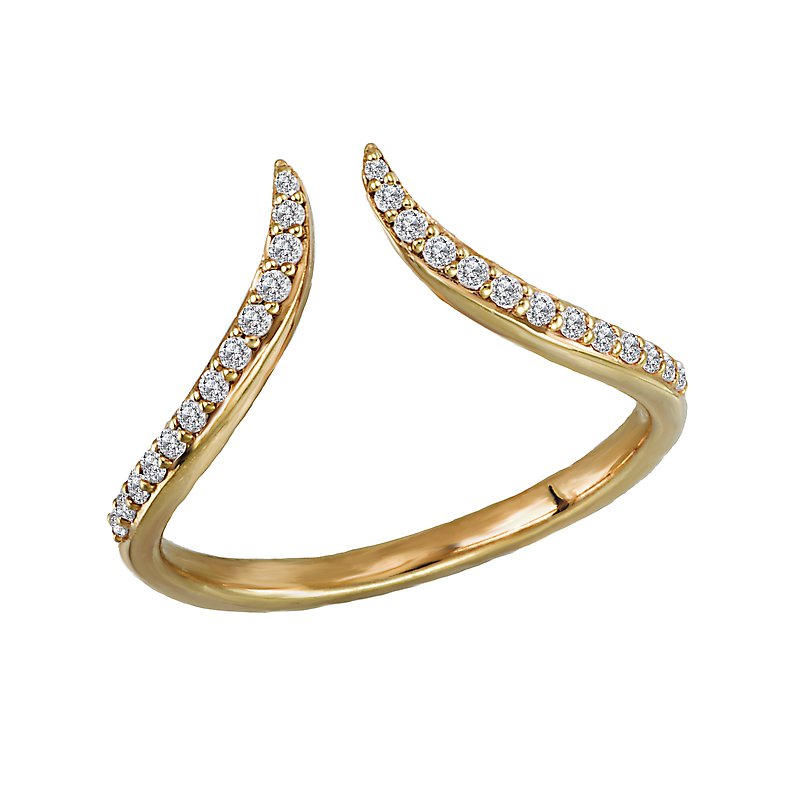 Luxora Classic 14K Yellow Gold Diamond V Spike Fashion Ring