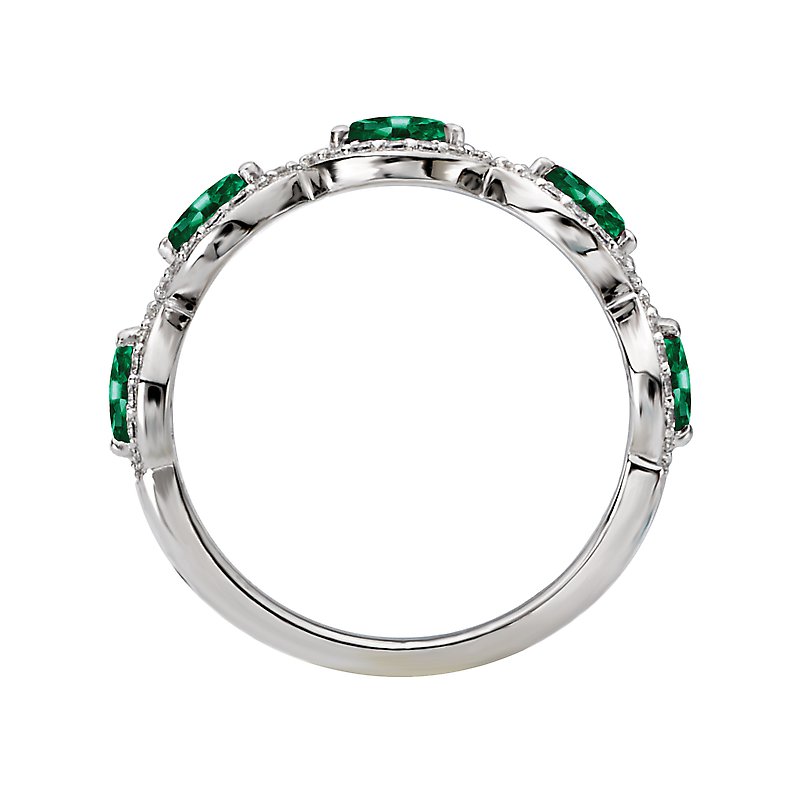 Luxora Marquise Tsavorite and Diamond Fashion Ring in 14K White Gold