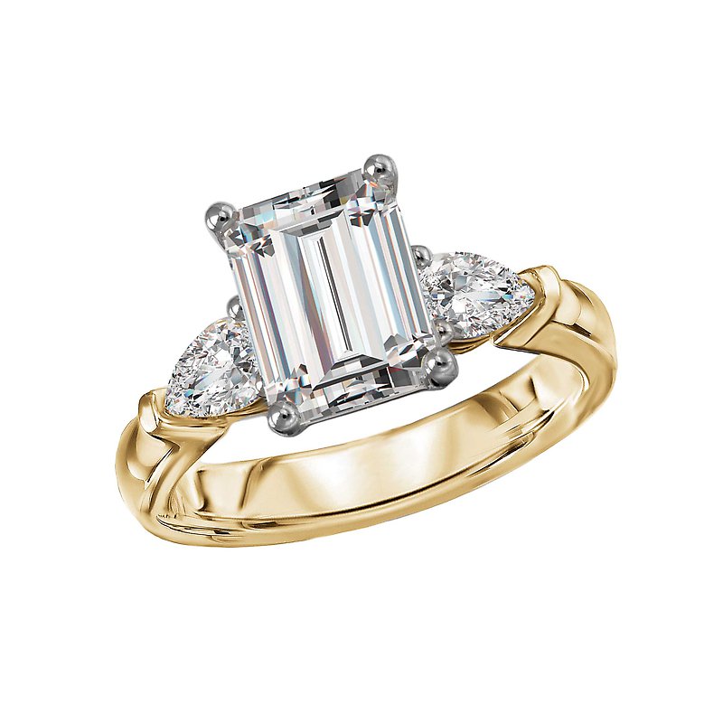 Chic 14K Yellow Gold Lab Grown Diamond 3-Stone Engagement Ring