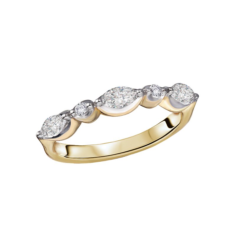 Luxora Lab Grown Diamond Marquise Fashion Ring in 14kt Yellow and White Gold