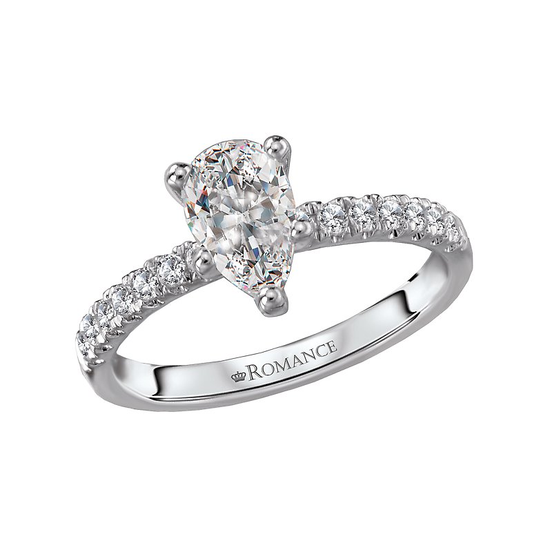 Bandora 14K White Gold Diamond Pear Semi-Mount Ring