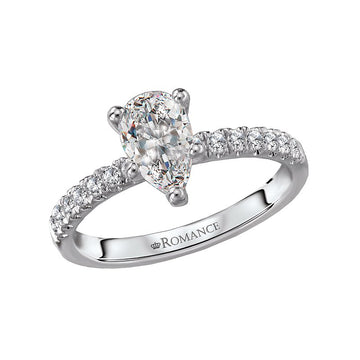 Bandora 14K White Gold Diamond Pear Semi-Mount Ring