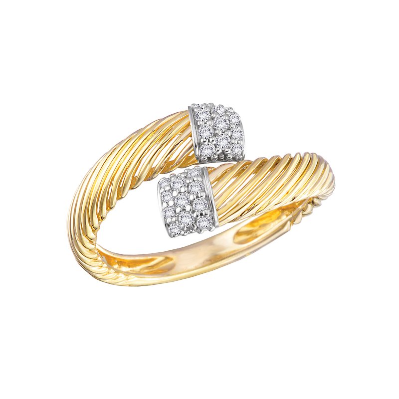 Luxora Two-Tone Ladies Fashion Diamond Ring - Classic Round White Diamond 14kt Gold Band