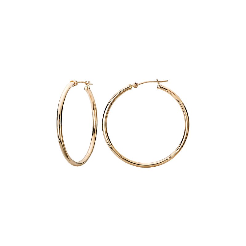 Luxora 14K Yellow Gold Fashion Hoop Earrings 35x2mm