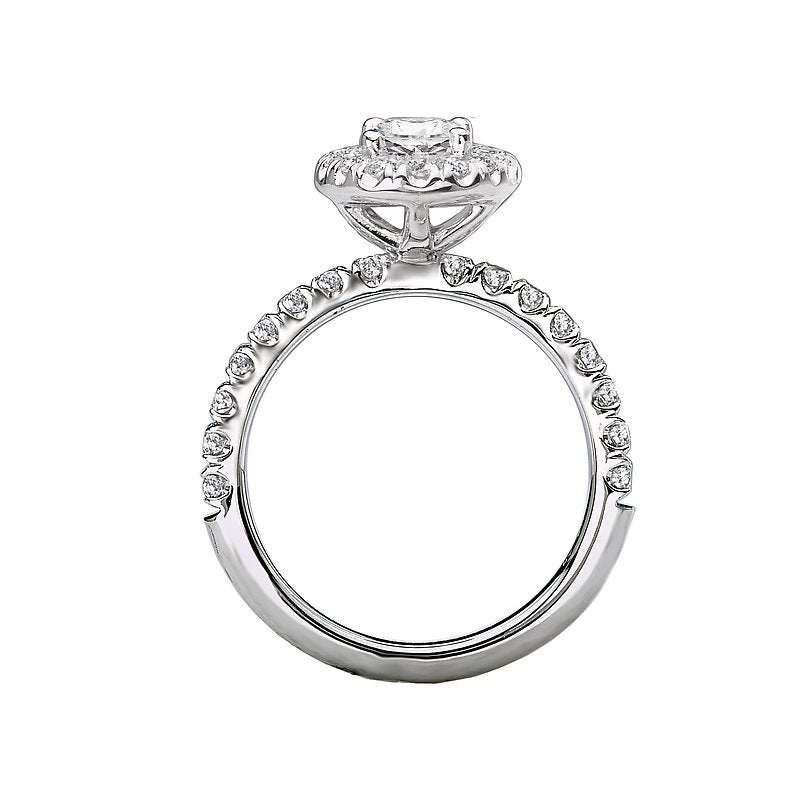 Orbelle Oval Lab Grown Diamond Halo Semi-Mount Ring in 14K White Gold