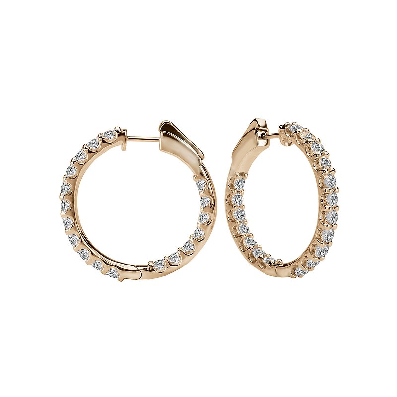 Luxora 14K Yellow Gold Diamond Hoop Earrings - Classic Style (4.00ctw)