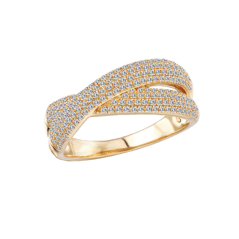 Twisted 14K Yellow Gold Diamond Fashion Ring - Luxora Collection