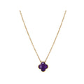 Luxora Amethyst 4-Leaf Clover Necklace in 14K Yellow Gold